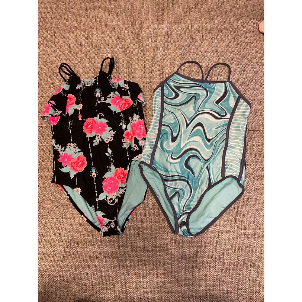 Wonder Nation Girls One Piece Bathing Suit Bundle Large 10/12